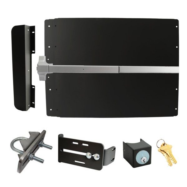 Lockey ED51BL Edge Panic Shield Safety Kit (Black) - Shield, Panic Bar, Strike Bracket, Key Box, Key Cylinder, Latch Protector, Jamb Stop