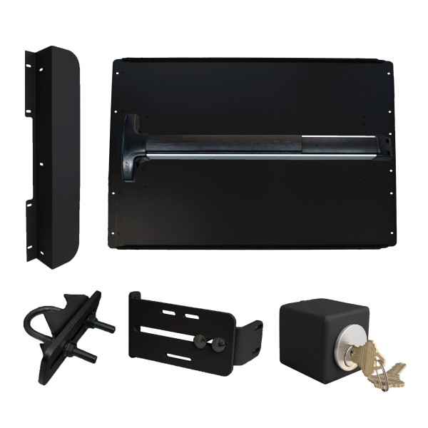 Lockey ED52B7 Edge Panic Shield Safety Kit (Black) - Shield, Panic Bar, Strike Bracket, Key Box, Key Cylinder, Latch Protector, Jamb Stop