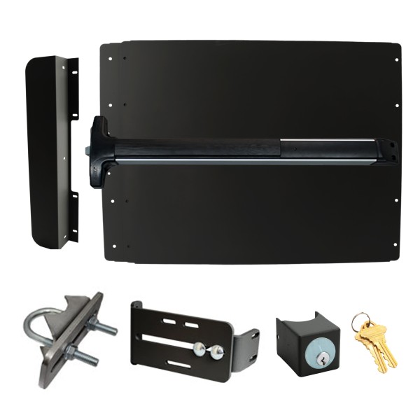 Lockey ED52BL Edge Panic Shield Safety Kit (Black) - Shield, Panic Bar, Strike Bracket, Key Box, Key Cylinder, Latch Protector, Jamb Stop