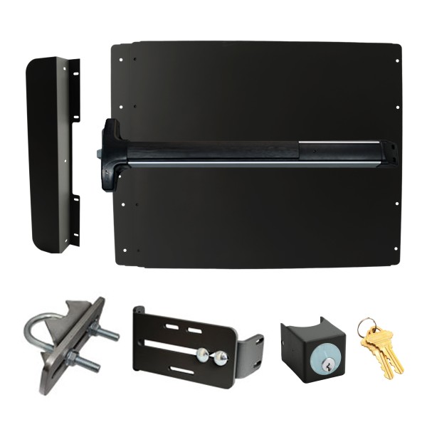Lockey ED52BW Edge Panic Shield Safety Kit (Black) - Shield, Panic Bar, Strike Bracket, Key Box, Key Cylinder, Latch Protector, Jamb Stop