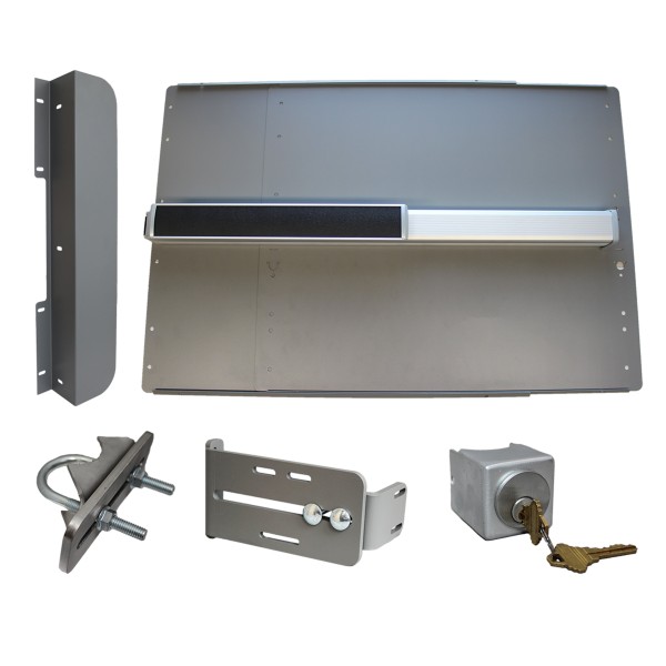 Lockey ED54SL Edge Panic Shield Safety Kit (Silver) - Shield, Panic Bar, Strike Bracket, Key Box, Key Cylinder, Latch Protector, Jamb Stop