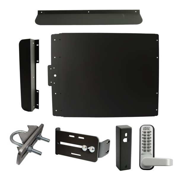 Lockey ED60B Edge Panic Shield Security Kit (Black) - Shield, Strike Bracket, Gate Box, Panic Trim, Latch Protector, Jamb Stop, Max Guard