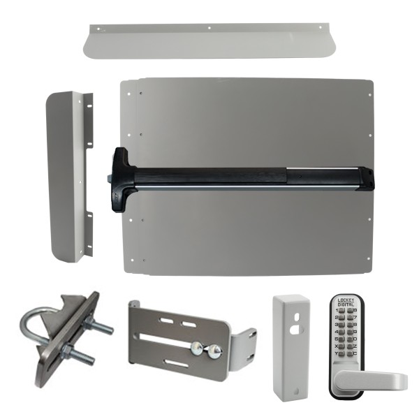 Lockey Edge Panic Shield Security Kit w/ Panic Bar - Choose Color & Detex V-40 Panic Bar Type