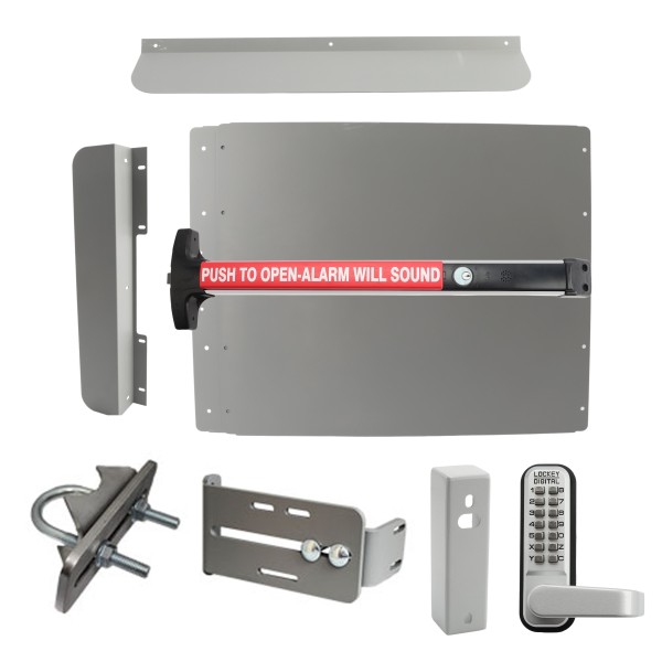 Lockey Edge Panic Shield Security Kit w/ Panic Bar - Choose Color & Detex V-40xEBxW Panic Bar Type