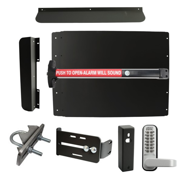Lockey ED63BLW Edge Panic Shield Security Kit (Black) - Shield, Panic Bar, Strike Bracket, Gate Box, Panic Trim, Latch Protector, Jamb Stop, Max Guard