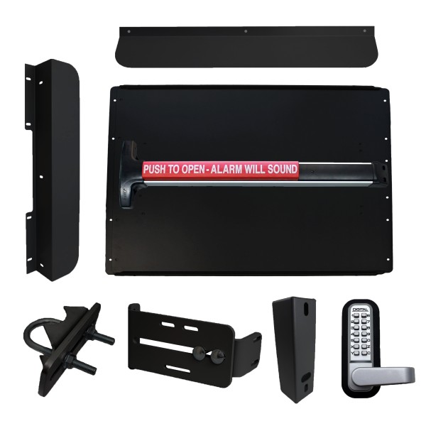 Lockey ED63BLW7 Edge Panic Shield Security Kit (Black) - Shield, Panic Bar, Strike Bracket, Gate Box, Panic Trim, Latch Protector, Jamb Stop, Max Guard