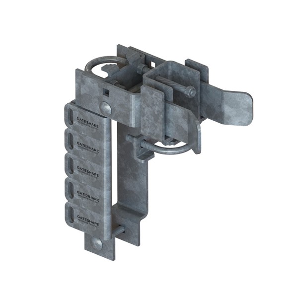 Nationwide GateShare Latch Multi-User 10 PadLock Double Drive Gate Latch Fitting 2.5" Chain Link Fence Post (Hot- Dipped Galvanized)