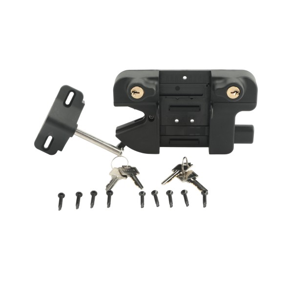 Nationwide Keystone Traverse 2.5" Reversible, Keyed-Alike Gate Latch with Stainless Steel Screws (Black)