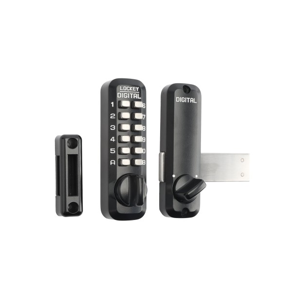 Lockey M220 Mechanical Keyless Single Combination Deadbolt/Slide Bolt Lock with Key Override - Jet Black Marine Grade (Mechanical Locks)