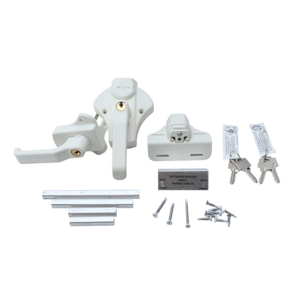 Nationwide Magnetic Locking Gate Latch (White, Keyed-Alike) - MANTA-L-WH-KA 