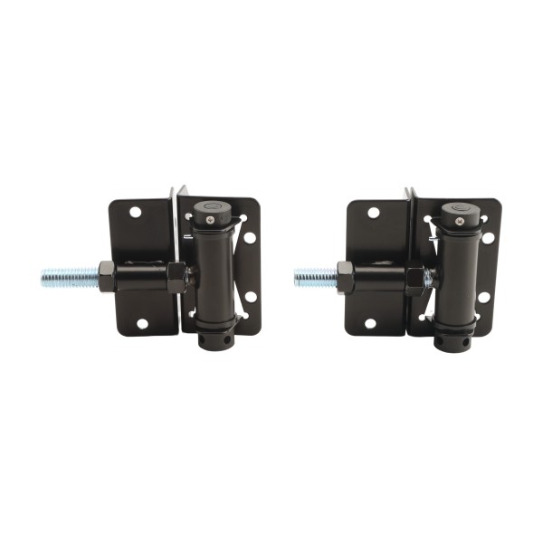 Nationwide 3.3" Horizontally Adjustable Standard Steel Standard to Standard Self-Closing Gate Hinge Pair with Stainless Steel Self-Drilling Screws (Black) - NW171SCP5-SBD 