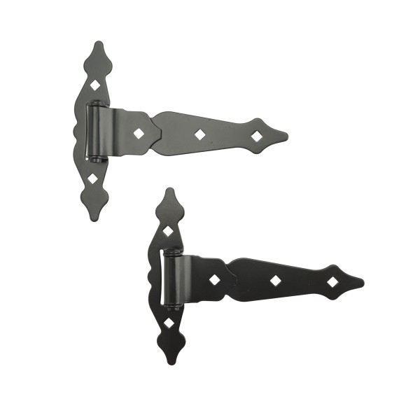 Nationwide 8" Ornamental T-Hinge w/ Bolt & Screws Pack - Black - NW38937MDQ