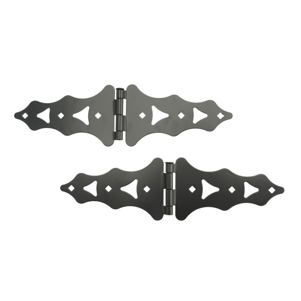 Nationwide 8" Traditional Double Strap Hinge Pair with 1 3/4" Lag Screws (Black) - NW38940Q