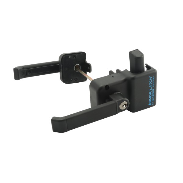 Nationwide ArmourLatch Reversible, Adjustable, 2 Sided Keyed-Alike Magnetic Lever Handle Latch for Metal Gates (Nylon) Flat Black
