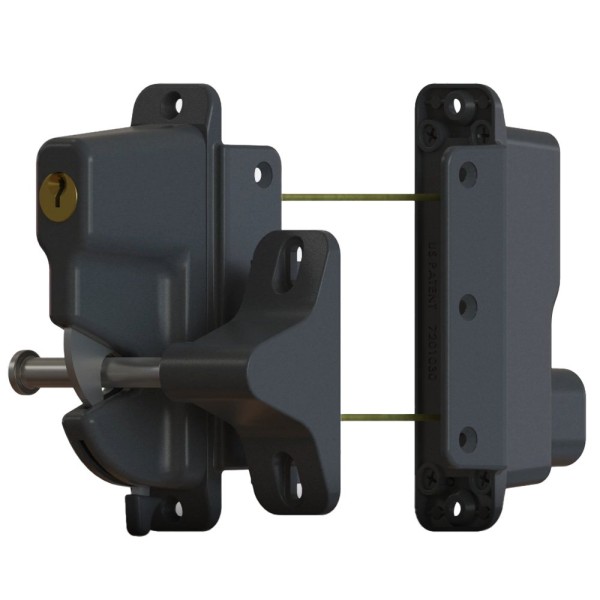 Keystone 2-Sided Black Zinc Diecast Metal Key Lockable Latch (Keyed Alike) - KLADV-M2-BK-KA