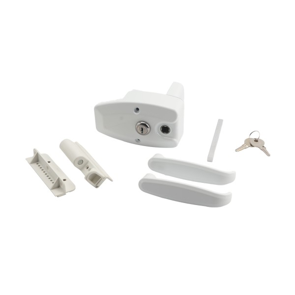 Nationwide OrnaMag Reversible, Adjustbale, Lockable Keyed-Alike Magnetic Gate Latch for Metal Single and Double Gates with Self-Drilling Screw (White)