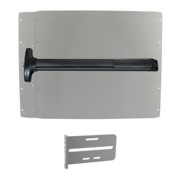 Lockey PS42S7 Panic Shield Value Kit (Silver) - Shield, Black Panic Bar, Strike Bracket