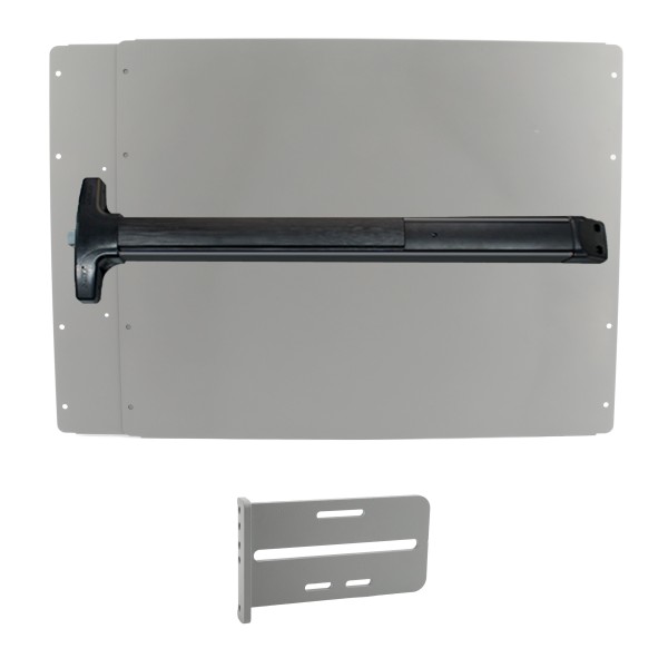 Lockey PS42SL7 Panic Shield Value Kit (Silver) - Shield, Black Panic Bar, Strike Bracket