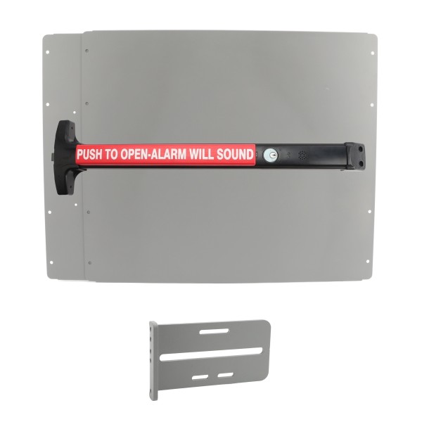 Lockey PS43SW7 Panic Shield Value Kit (Silver) - Shield, Black Panic Bar, Strike Bracket