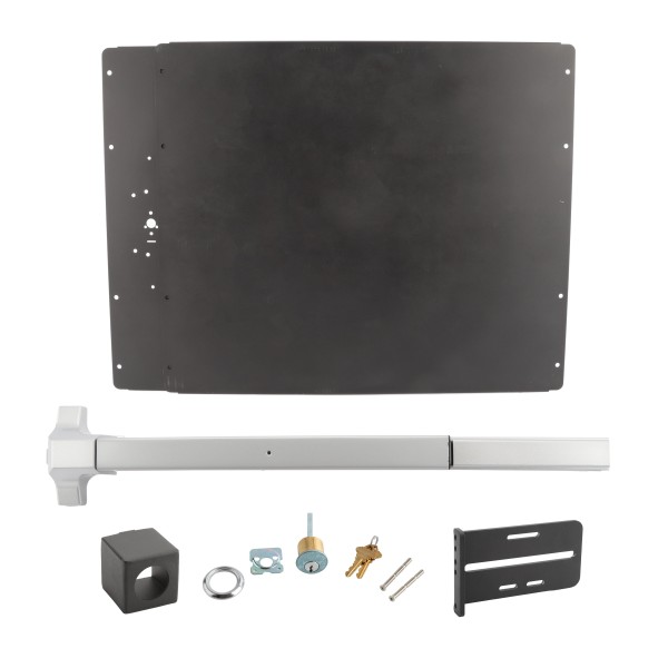 Lockey PS51B Panic Shield Safety Kit (Black) - Shield, Panic Bar, Strike Bracket, Key Box, Key Cylinder (Panic Exit Hardware)