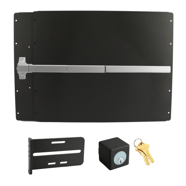 Lockey PS51BL Panic Shield Safety Kit (Black) - Shield, Panic Bar, Strike Bracket, Key Box, Key Cylinder
