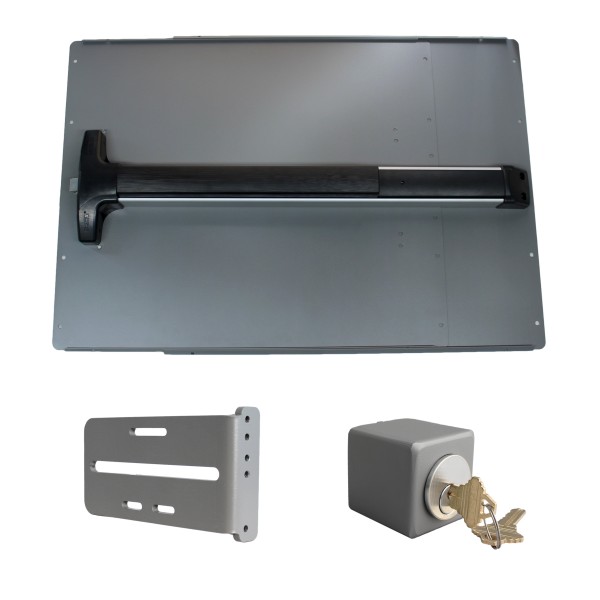 Lockey PS52B Panic Shield Safety Kit (Black) - Shield, Panic Bar, Strike Bracket, Key Box, Key Cylinder