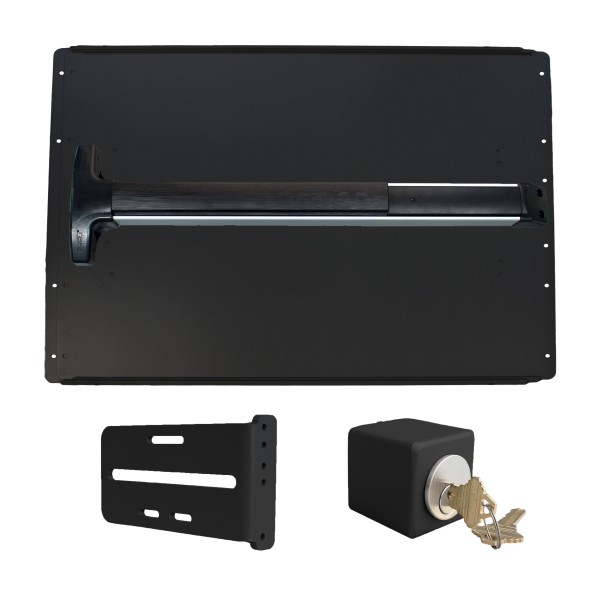 Lockey PS52B7 Panic Shield Safety Kit (Black) - Shield, Panic Bar, Strike Bracket, Key Box, Key Cylinder