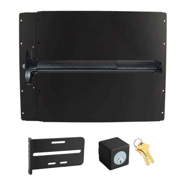 Lockey PS52B7 Panic Shield Safety Kit (Black) - Shield, Panic Bar, Strike Bracket, Key Box, Key Cylinder