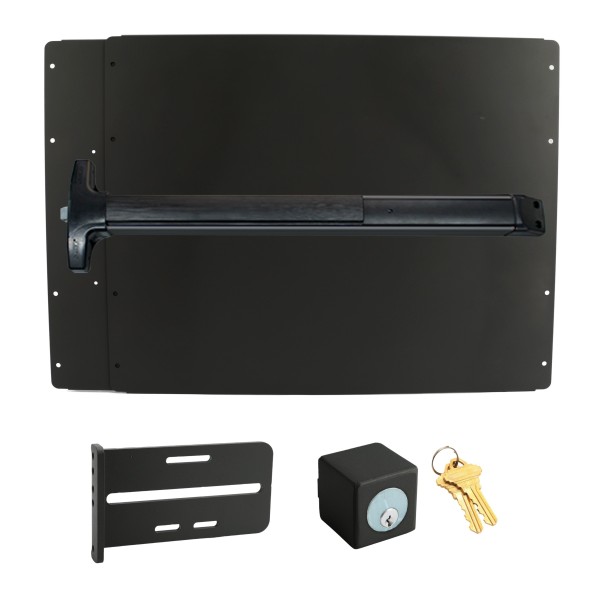 Lockey PS52BL7 Panic Shield Safety Kit (Black) - Shield, Black Panic Bar, Strike Bracket, Key Box, Key Cylinder