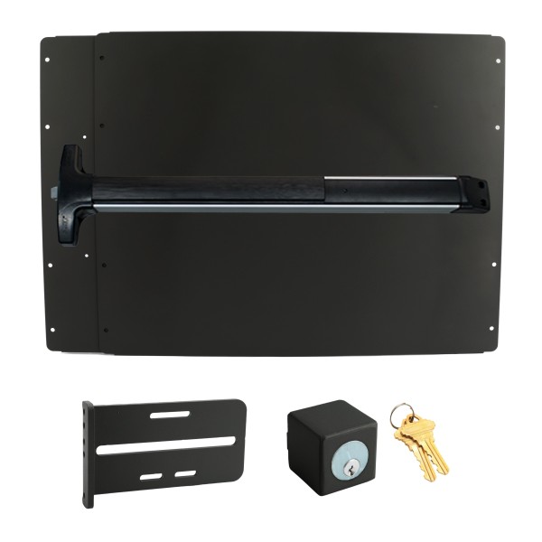 Lockey PS52BL Panic Shield Safety Kit (Black) - Shield, Panic Bar, Strike Bracket, Key Box, Key Cylinder