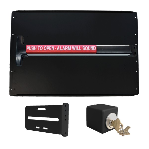 Lockey PS53BLW7 Panic Shield Safety Kit (Black) - Shield, Black Panic Bar, Strike Bracket, Key Box, Key Cylinder