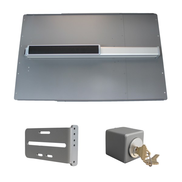 Lockey PS54SL Panic Shield Safety Kit (Silver) - Shield, Panic Bar, Strike Bracket, Key Box, Key Cylinder