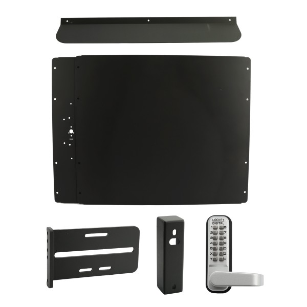Lockey PS60B Panic Shield Security Kit (Black) - Shield, Strike Bracket, Gate Box, Panic Trim, Max Guard