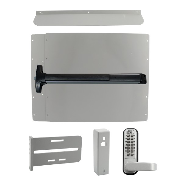 Lockey Panic Shield Security Kit w/ Panic Bar - Choose Color & Detex V-40 Panic Bar Type