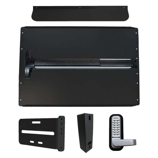 Lockey PS62B7 Panic Shield Security Kit (Black) - Shield, Black Panic Bar, Strike Bracket, Gate Box, Panic Trim, Max Guard