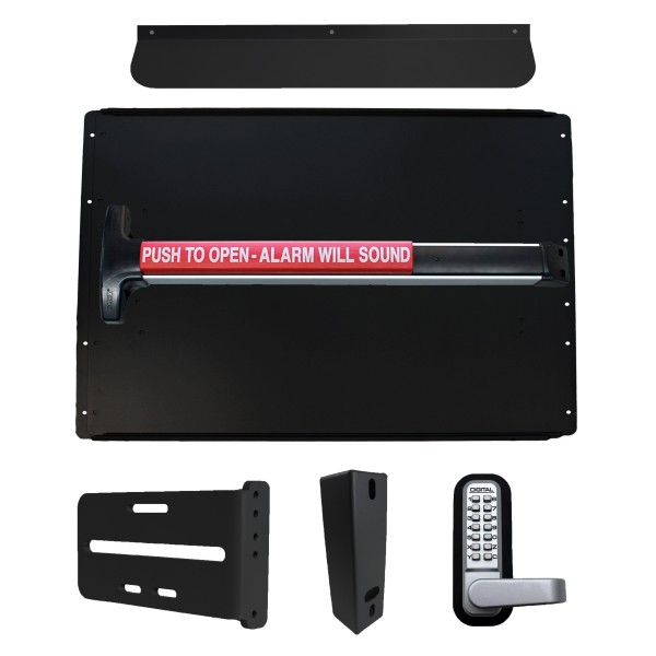Lockey PS63BLW7 Panic Shield Security Kit (Black) - Shield, Black Panic Bar, Strike Bracket, Gate Box, Panic Trim, Max Guard