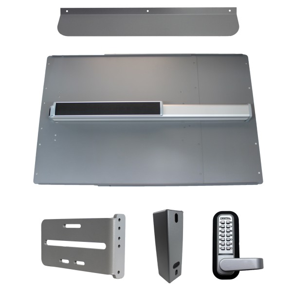 Lockey PS64SL Panic Shield Security Kit (Silver) - Shield, Panic Bar, Strike Bracket, Gate Box, Panic Trim, Max Guard
