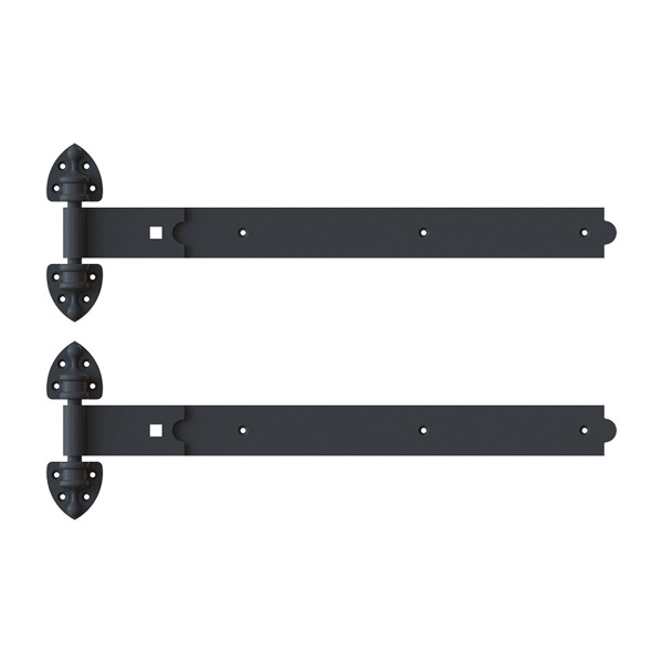 Nationwide 12" Pair of Rustic Powder Coated Strap Hinges - Black - RUSH112-BK
