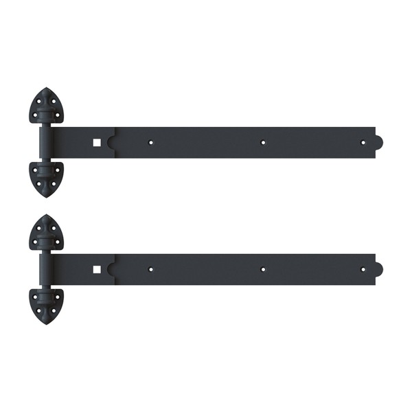 Nationwide 16" Pair of Rustic Powder Coated Strap Hinges - Black - RUSH116-BK