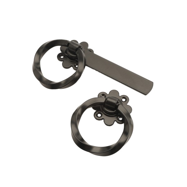 Nationwide Twisted Ring Gate Latch - Black - RUSL1-BK