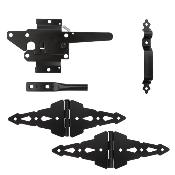 Nationwide Western Walk Gate Kit w/ 3 Hinges - Black - WI-WWGK-3H