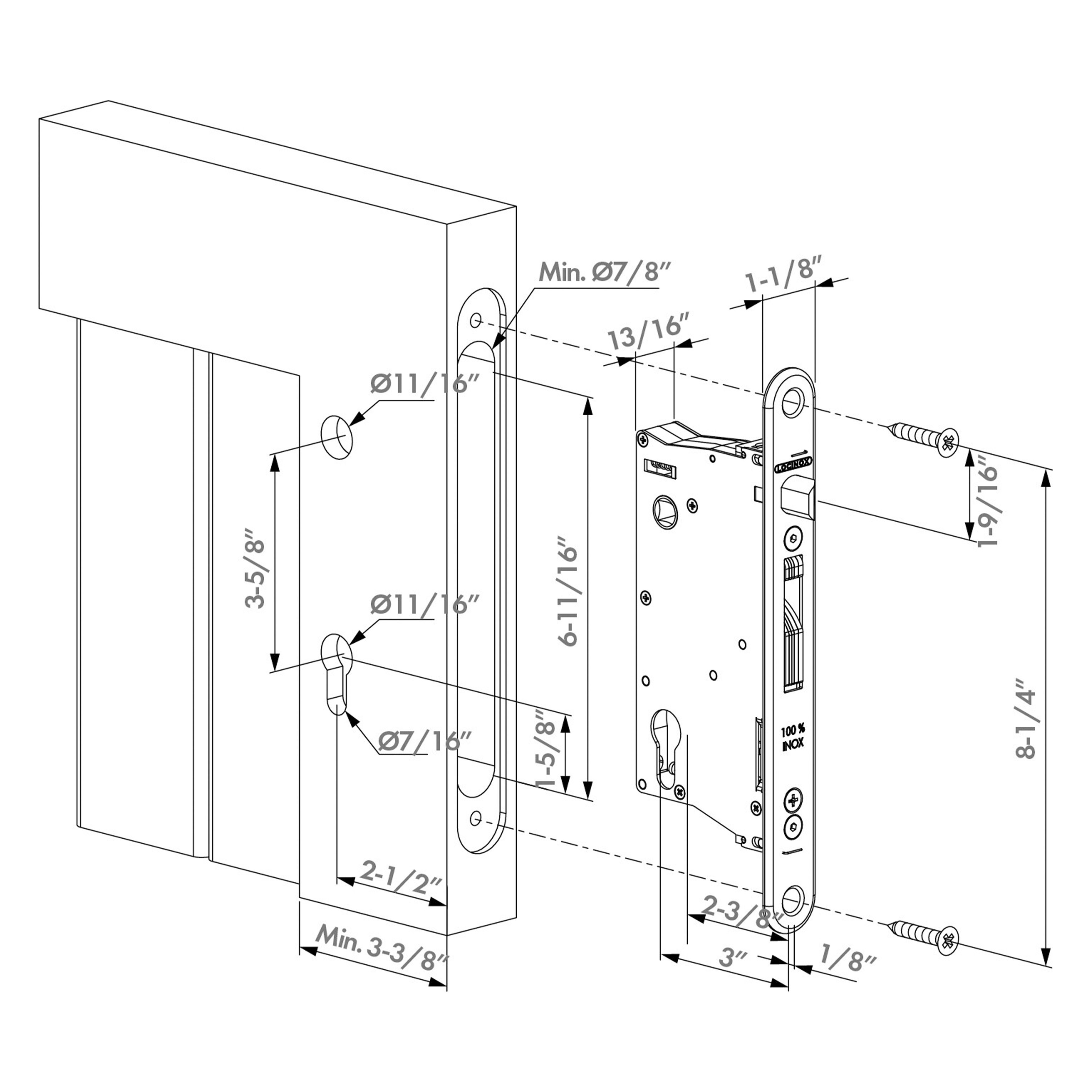 Locinox EIGHTYLOCK Insert Lock with 2-3/8
