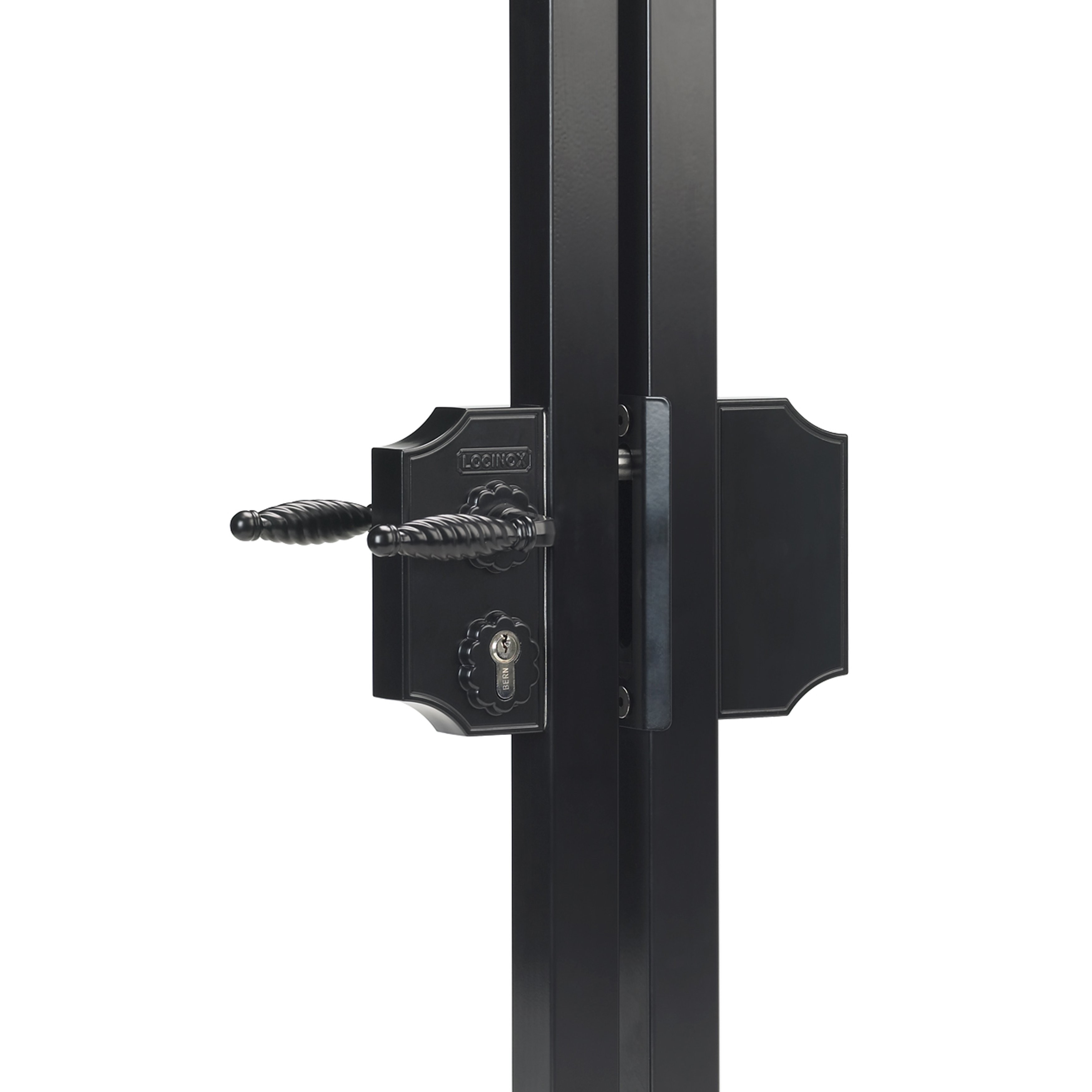 Locinox Surface-Mounted Gate Lock with Aluminum Handle Set for 2-1/2 ...