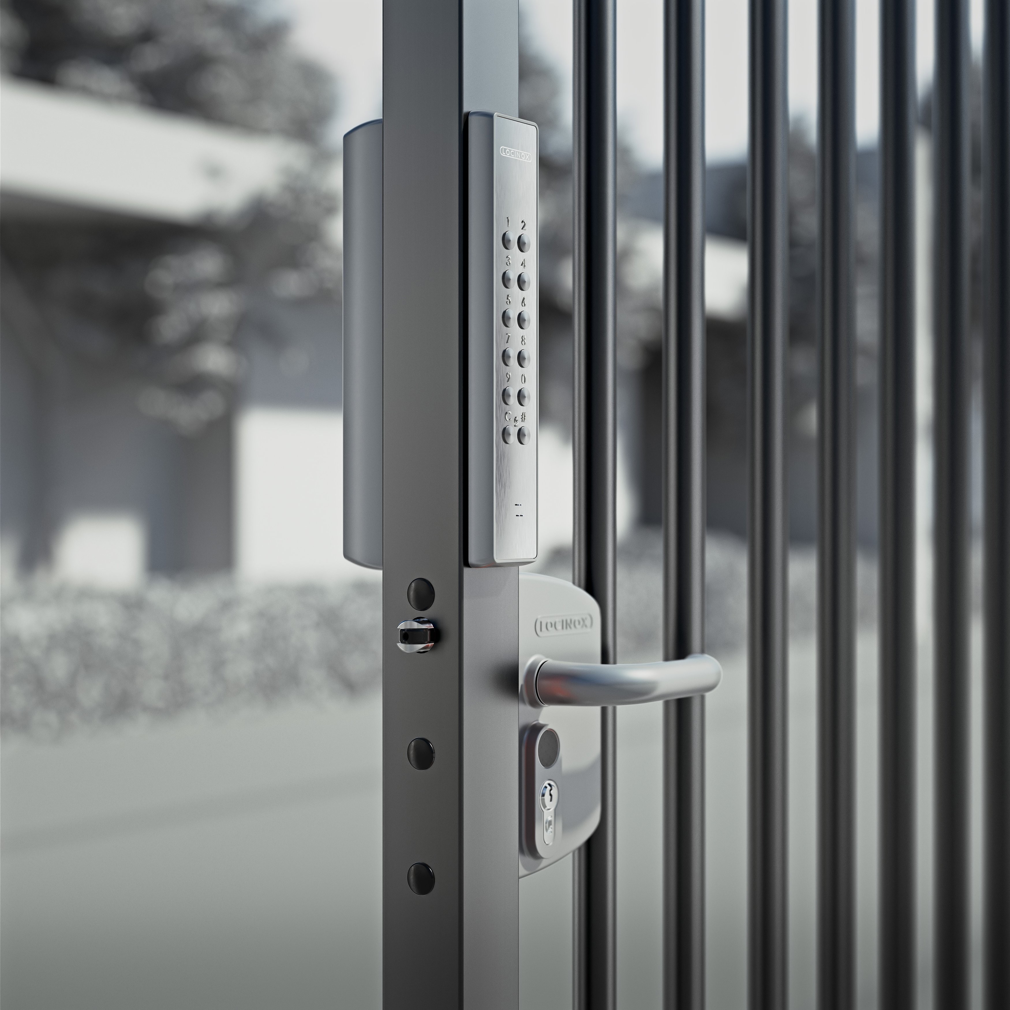 Square Keypad Locinox VOLTA Surface-Mount Single Sided Keypad Gate Lock for 1-1/2