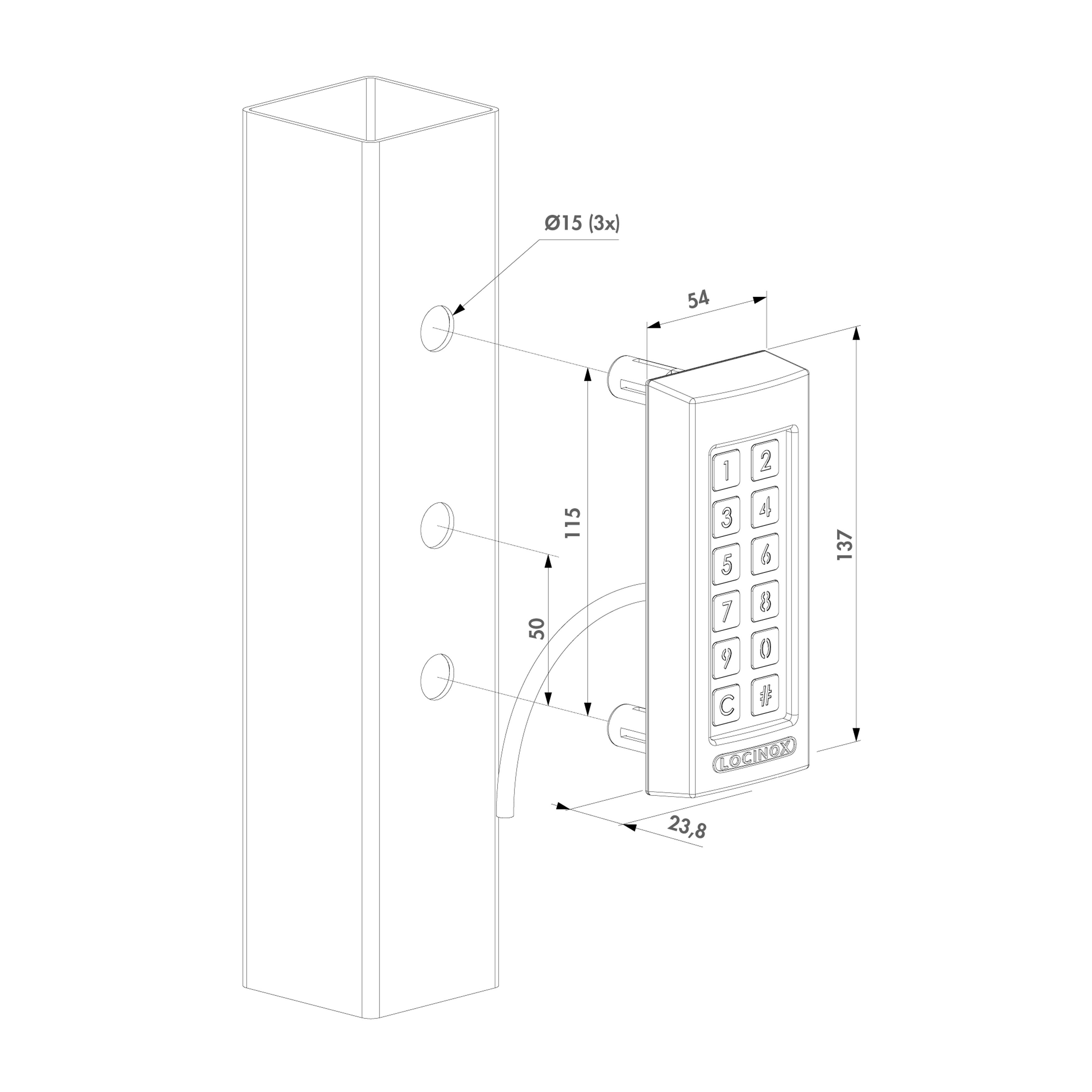 Stone Column Keypad Locinox SlimStone Keypad (Frost-Free and Watertight, Silver ...