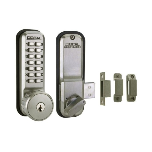 Lockey 2200KO Surface Mount Keyless Single Combination Deadbolt with Keyed different Key Override - Satin Nickel