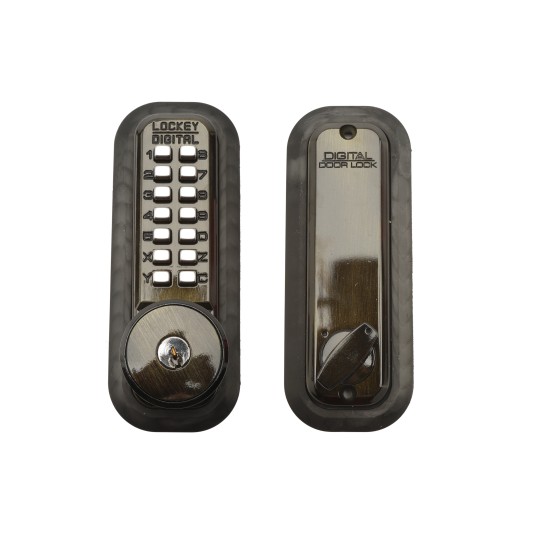 Lockey 2210KO Keyless Surface Mount Single Combination Deadbolt Lock with Keyed Alike Key Override - Antique Brass (Mechanical Locks)