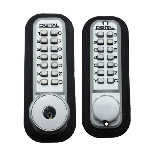 Lockey 2210KO Keyless Surface Mount Double Combination Deadbolt Lock with Keyed different Key Override - Bright Chrome