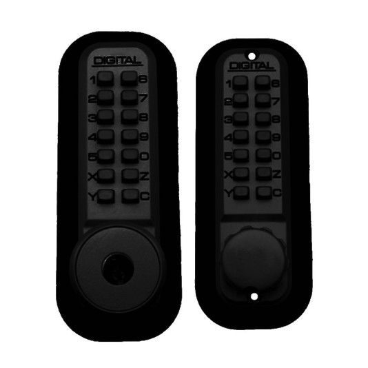 Lockey 2210KO Keyless Surface Mount Double Combination Deadbolt Lock with Keyed different Key Override - Jet Black Marine Grade