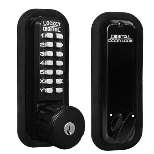 Lockey 2210KO Series Double Combination Mechanical Deadbolt Lock With Keyed Different Override (Jet Black, Single Combination) - 2210KO-JB-SC